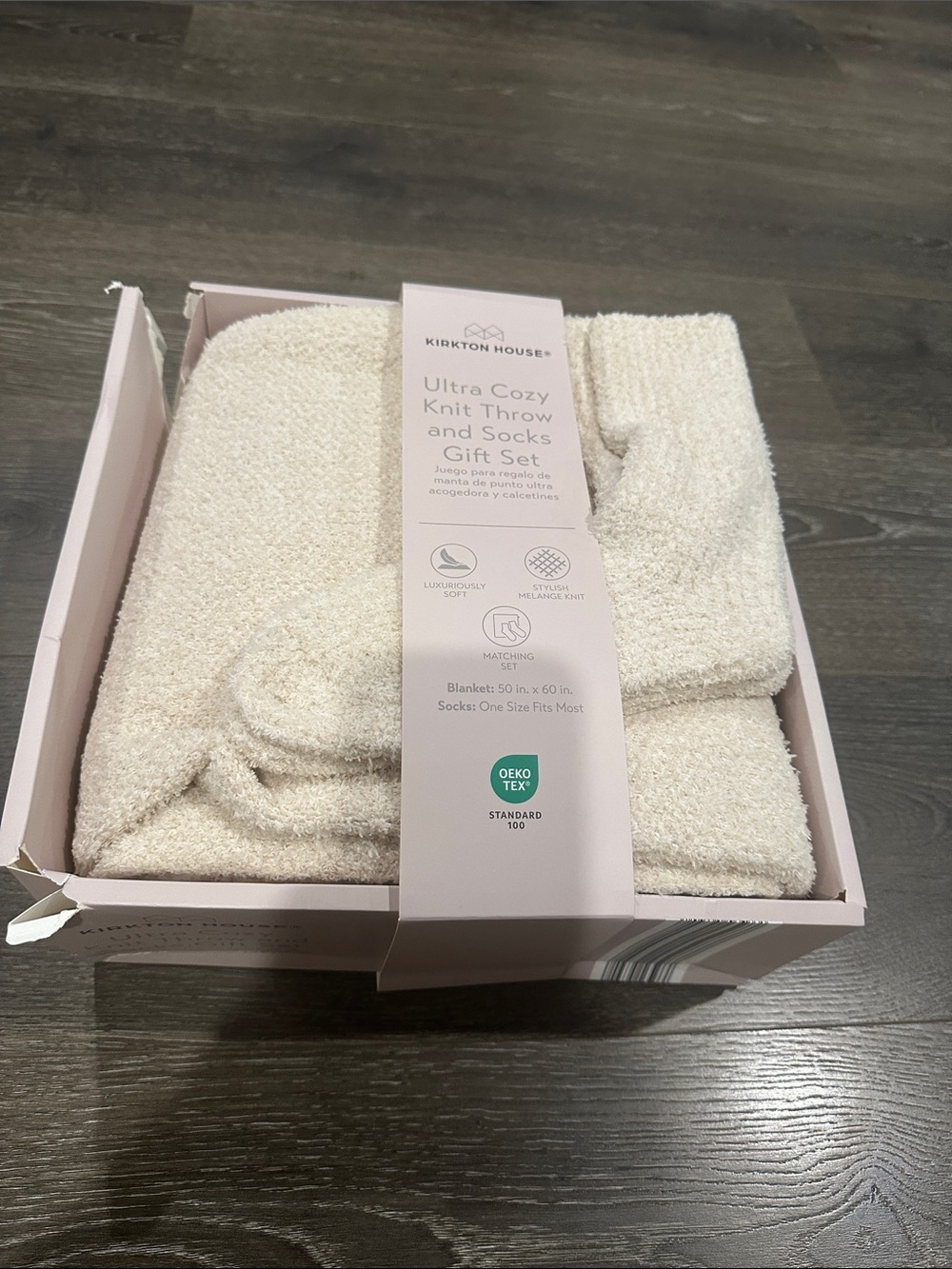 Kirkton House Ultra Cozy Knit Throw & Socks Gift Set - Cream